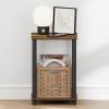 Furinno Turn-N-Tube Night Stand, 2-Tier Open Shelf Design Nightstand, Toolless Square Bedside Table, End Table, Side Table, for Bedroom, Closet, Living Room, Dark Cherry(Amber Pine/Black)