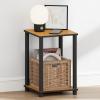 Furinno Turn-N-Tube Night Stand, 2-Tier Open Shelf Design Nightstand, Toolless Square Bedside Table, End Table, Side Table, for Bedroom, Closet, Living Room, Dark Cherry(Light Cherry/Black)