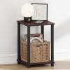 Furinno Turn-N-Tube Night Stand, 2-Tier Open Shelf Design Nightstand, Toolless Square Bedside Table, End Table, Side Table, for Bedroom, Closet, Living Room, Dark Cherry(Dark Cherry/Black)