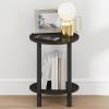 Furinno Turn-N-Tube Night Stand, 2-Tier Round Small Nightstand, Toolless Assembly Narrow End Table with Open Shelf, Side Table, Bedside Table, for Bedroom, Closet, Living Room, Amber Pine(Espresso/Black)