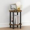 Furinno Turn-N-Tube Night Stand, 2-Tier Round Small Nightstand, Toolless Assembly Narrow End Table with Open Shelf, Side Table, Bedside Table, for Bedroom, Closet, Living Room, Amber Pine(Amber Pine/Black)