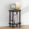 Furinno Turn-N-Tube Night Stand, 2-Tier Round Small Nightstand, Toolless Assembly Narrow End Table with Open Shelf, Side Table, Bedside Table, for Bedroom, Closet, Living Room, Amber Pine(Espresso/Black)