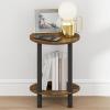 Furinno Turn-N-Tube Night Stand, 2-Tier Round Small Nightstand, Toolless Assembly Narrow End Table with Open Shelf, Side Table, Bedside Table, for Bedroom, Closet, Living Room, Amber Pine(Amber Pine/Black)