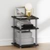 Furinno Turn-N-Tube Night Stand, 3-Tier Nightstand, Open Shelves Bedside Table, Side Table, End Table, Easy Assembly, for Bedroom, Closet, Living Room, French Oak(Espresso/Black)