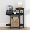 Furinno Turn-N-Tube Night Stand, 3-Tier Oval Sofa Nightstand with Open Shelf, Toolless Assembly Narrow End Table, Side Table, Bedside Table, for Bedroom, Closet, Living Room, Espresso