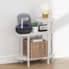 Furinno Turn-N-Tube Night Stand, 3-Tier Oval Sofa Nightstand with Open Shelf, Toolless Assembly Narrow End Table, Side Table, Bedside Table, for Bedroom, Closet, Living Room, White