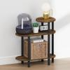 Furinno Turn-N-Tube Night Stand, 3-Tier Oval Sofa Nightstand with Open Shelf, Toolless Assembly Narrow End Table, Side Table, Bedside Table, for Bedroom, Closet, Living Room, Amber Pine