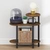 Furinno Turn-N-Tube Night Stand, 3-Tier Oval Sofa Nightstand with Open Shelf, Toolless Assembly Narrow End Table, Side Table, Bedside Table, for Bedroom, Closet, Living Room, Amber Pine