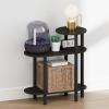 Furinno Turn-N-Tube Night Stand, 3-Tier Oval Sofa Nightstand with Open Shelf, Toolless Assembly Narrow End Table, Side Table, Bedside Table, for Bedroom, Closet, Living Room, Espresso