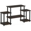 Furinno Turn-N-Tube No Tools Entertainment TV Stands, Dark Brown/Black & Simplistic End Table, Espresso/Black