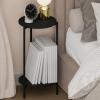 Furinno BESI Night Stand, 2-Tier Tall Round Nightstand with Metal Legs, Metal Frame Narrow End Table with Open Shelf, Side Table, Bedside Table, for Bedroom, Closet, Living Room, Americano