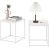 Furinno CAMNUS Side Table Set of 2, Metal Frame End Table, Night Stand, Bedside Table, Easy Assembly, for Living Room, Bedroom, White(White/White)
