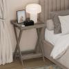 Furinno Classic Night Stand, Square Nightstand with X-Legs, Removable Tray Top End Table, Criss-Crossed Leg Side Table, Bedside Table, Tray Table, for Bedroom, Closet, Living Room, French Oak