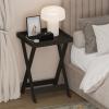 Furinno Classic Night Stand, Square Nightstand with X-Legs, Removable Tray Top End Table, Criss-Crossed Leg Side Table, Bedside Table, Tray Table, for Bedroom, Closet, Living Room, Espresso