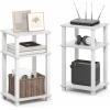 Furinno JUST Side Table Set of 2, 3-Tier Open Shelf Modern End Table, Toolless Assembly Night Stand, Bedside Table with Square Tube, for Living Room, Bedroom, White