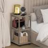 Furinno Romain Nightstand, 2-Tier Tall Night Stand with Open Shelf, Open Frame Bedside Table, End Table, Side Table, Easy Assembly, for Bedroom, Closet, Living Room, French Oak