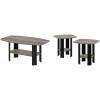 Furinno Simple Design Coffee Table, French Oak Grey/Black & Simple Design End Table, 2-Pack, French Oak Grey/Black