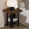 Furinno TIDUR Night Stand, 2-Tier Open Shelf Design Nightstand with Storage Shelf, Round Corner Bedside Table, End Table, Side Table, for Bedroom, Closet, Living Room, Columbia Walnut