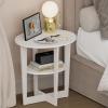 Furinno TIDUR Night Stand, 2-Tier Oval Nightstand with Round Edge Tabletop, Open Shelf Bedside Table, End Table, Side Table, for Bedroom, Closet, Living Room, White