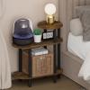 Furinno Turn-N-Tube Night Stand, 3-Tier Oval Sofa Nightstand with Open Shelf, Toolless Assembly Narrow End Table, Side Table, Bedside Table, for Bedroom, Closet, Living Room, Amber Pine
