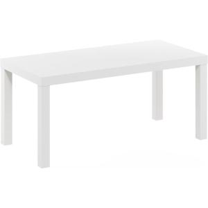 Furinno Classic Coffee Table, Modern Rectangle Coffee Table with 1.8 Inch Thick Tabletop, Side Table for Living Room, Home Office, Plain White