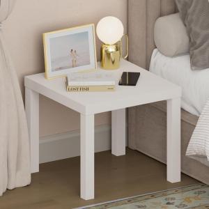 Furinno Classic Night Stand, Square Nightstand with 1.8″ Thick Tabletop, Thick Frame 4-Leg Side Table, End Table, Bedside Table, Toolless Assembly, for Bedroom, Closet, Living Room, White
