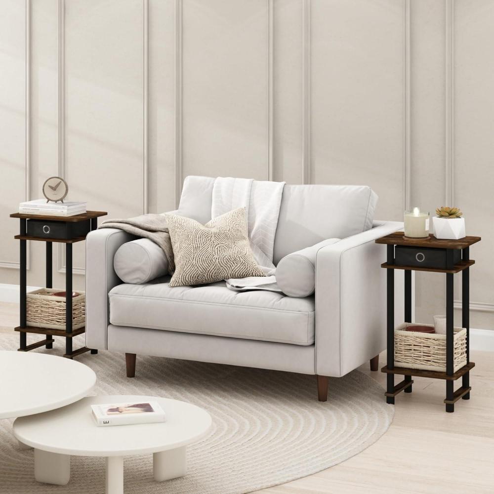 imageFurinno TurnNTube Side Table 3Tier End Table with Storage Bin Open Shelf Night Stand Bedside Table Toolless Assembly for Living Room Bedroom Black EspressoAmber OakBlack