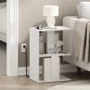 Furinno BOYATE Side Table, 2-Tier End Table with Charging Station, Open Shelf Night Stand, Bedside Table with USB and Type-C Charging Port, for Living Room, Bedroom, Amber Pine(White)