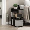 Furinno BOYATE Side Table, 2-Tier End Table with Charging Station, Open Shelf Night Stand, Bedside Table with USB and Type-C Charging Port, for Living Room, Bedroom, Amber Pine(Espresso)