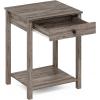 Furinno Classic Side Table with Drawer, 1 Pack, Rustic Oak(Rustic Oak)