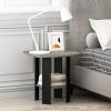 Furinno Coffee Table and End Table Set, French Oak Grey/Black