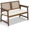 Furinno FG161167 Tioman Hardwood Outdoor Bench in Teak Oil, Natural & FG18506 Tioman Hardwood Patio Furniture Outdoor End Table, Natural