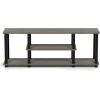 Furinno Simplistic Set of 2 End Table, French Oak Grey/Black & Turn-N-Tube No Tools 3D 3-Tier Entertainment TV Stand up to 50 inch TV, Square Tubes, French Oak Grey/Black