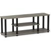 Furinno Simplistic Set of 2 End Table, French Oak Grey/Black & Turn-N-Tube No Tools 3D 3-Tier Entertainment TV Stand up to 50 inch TV, Square Tubes, French Oak Grey/Black