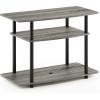 Furinno Turn-N-Tube 3-Tier Entertainment Center and 2-Pack End Tables/Night Stands, Plastic Tubes, French Oak Grey/Black(Frenc Oak/Black)