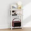 Furinno Turn-N-Tube Narrow Night Stand, 3-Tier Rectangular Nightstand with Storage Shelf, Slim Toolless Bedside Table, End Table, Side Table, for Bedroom, Closet, Living Room, Espresso(White/White)