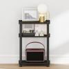 Furinno Turn-N-Tube Narrow Night Stand, 3-Tier Rectangular Nightstand with Storage Shelf, Slim Toolless Bedside Table, End Table, Side Table, for Bedroom, Closet, Living Room, Espresso(Espresso/Black)