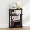 Furinno Turn-N-Tube Narrow Night Stand, 3-Tier Rectangular Nightstand with Storage Shelf, Slim Toolless Bedside Table, End Table, Side Table, for Bedroom, Closet, Living Room, Espresso(Espresso/Black)