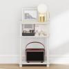 Furinno Turn-N-Tube Narrow Night Stand, 3-Tier Rectangular Nightstand with Storage Shelf, Slim Toolless Bedside Table, End Table, Side Table, for Bedroom, Closet, Living Room, Espresso(White/White)