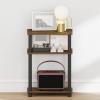 Furinno Turn-N-Tube Narrow Night Stand, 3-Tier Rectangular Nightstand with Storage Shelf, Slim Toolless Bedside Table, End Table, Side Table, for Bedroom, Closet, Living Room, Espresso(Amber Pine/Black)