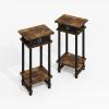 Furinno Turn-N-Tube Side Table, 3-Tier End Table with Storage Bin, Open Shelf Night Stand, Bedside Table, Toolless Assembly, for Living Room, Bedroom, Black Espresso(Amber Oak/Black)