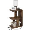 Furinno BOYATE Side Table, 2-Tier End Table with Charging Station, Open Shelf Night Stand, Bedside Table with USB and Type-C Charging Port, for Living Room, Bedroom, Amber Pine(Amber Pine)