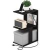 Furinno BOYATE Side Table, 2-Tier End Table with Charging Station, Open Shelf Night Stand, Bedside Table with USB and Type-C Charging Port, for Living Room, Bedroom, Amber Pine(Espresso)