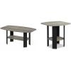 Furinno Coffee Table and End Table Set, French Oak Grey/Black