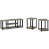 Furinno Simplistic Set of 2 End Table, French Oak Grey/Black & Turn-N-Tube No Tools 3D 3-Tier Entertainment TV Stand up to 50 inch TV, Square Tubes, French Oak Grey/Black
