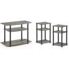 Furinno Turn-N-Tube 3-Tier Entertainment Center and 2-Pack End Tables/Night Stands, Plastic Tubes, French Oak Grey/Black(Frenc Oak/Black)