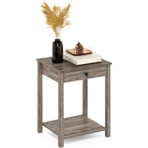 Furinno Classic Side Table with Drawer, 1 Pack, Rustic Oak(Rustic Oak)