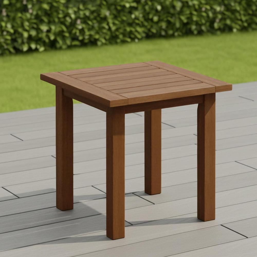 imageFurinno TIOMAN Patio Table Outdoor Side Table Patio End Table Coffee Table in Teak Oil for Patio Garden Porch Light Wood175D x 177W