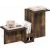 Furinno BOYATE Side Table, Valley Shaped End Table, with Tiered Levels and Magazine Rack, for Living Room, White(Amber Pine)