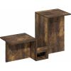Furinno BOYATE Side Table, Valley Shaped End Table, with Tiered Levels and Magazine Rack, for Living Room, White(Amber Pine)